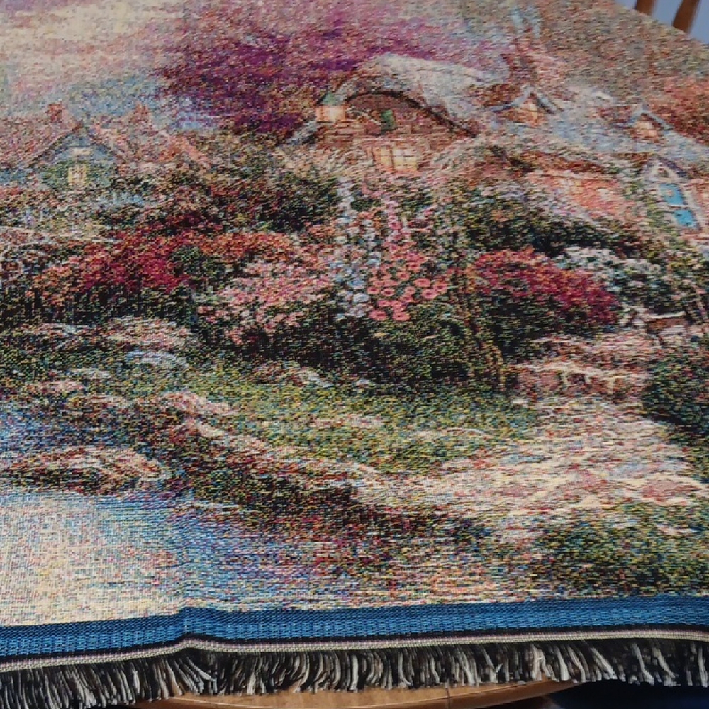Scenic Tapestry Wall Hanging, Thomas Kincaid Throw Blanket, Brand New